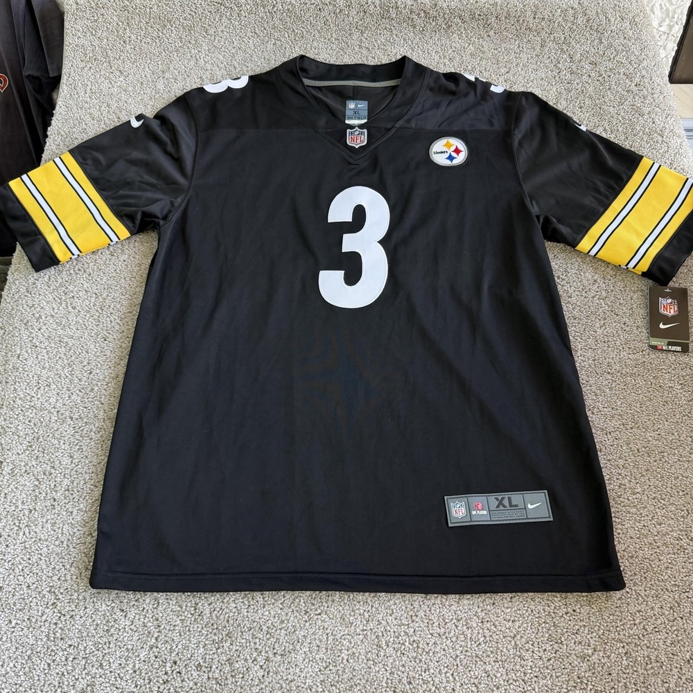 Pittsburgh Steelers Jersey Mens XL Black Football Nike Russell Wilson 3 On Field